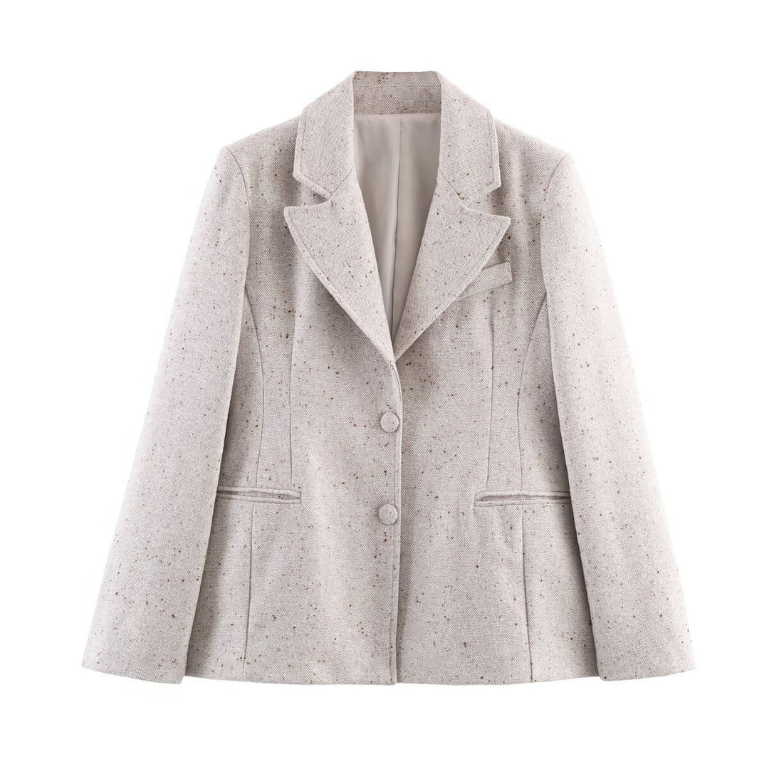 Damen Struktur-Tweedblazer mit Shapingnähten, Pattentaschen und bezogenen Knöpfen Echo Archiv