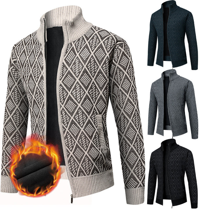 Herren Thermo-Strickzipjacke mit Jacquardmuster und Fleece-Innenfutter Echo Archiv