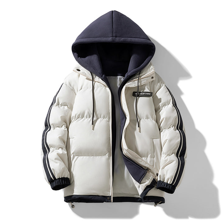 Männer's nano gepolsterte Parka Hybrid mit internem Kapuzenpulli, seitlichen Streifen und Zwei-Wege-Reißverschluss – Marzano