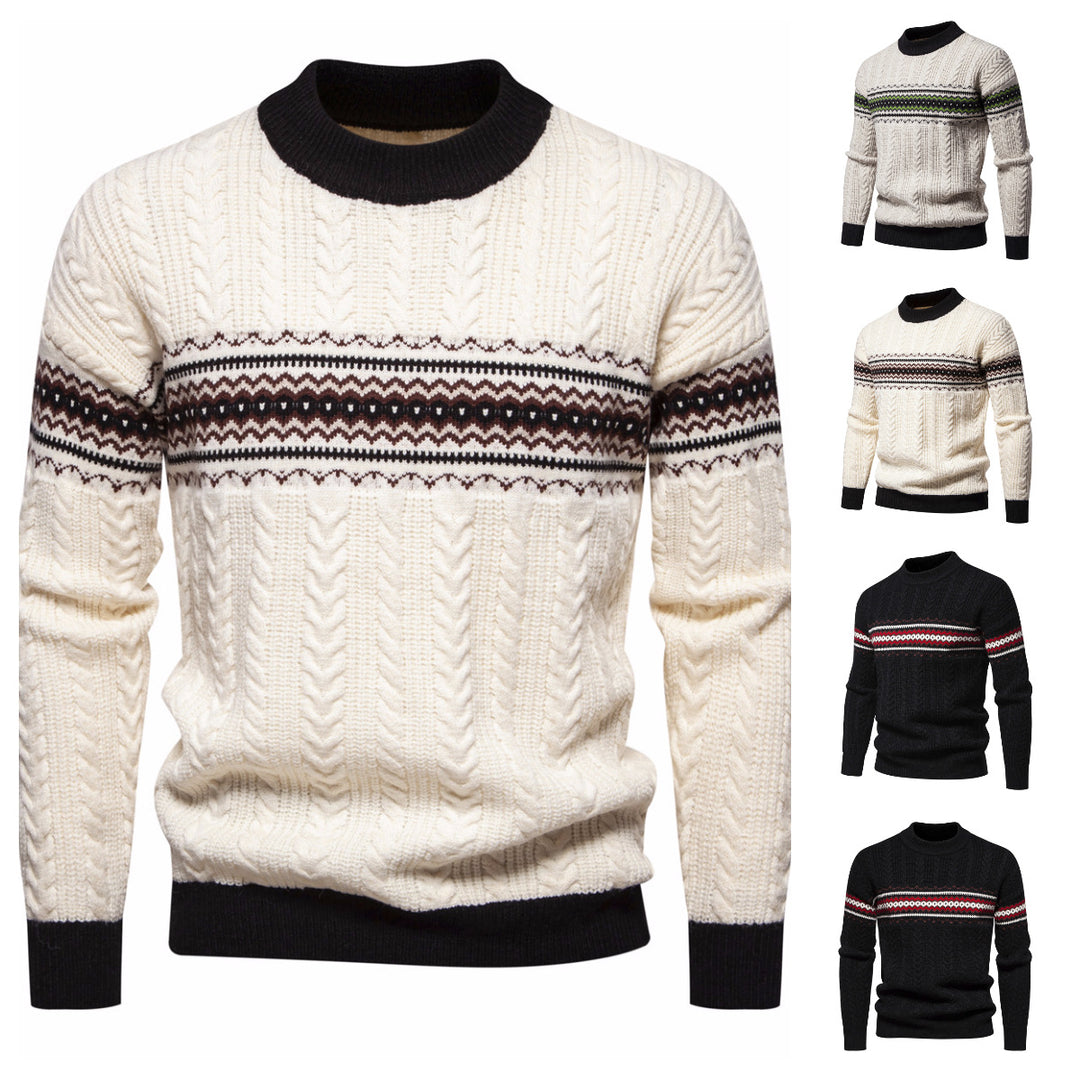 Herren Strickpullover mit innovativem Zopfmuster und stilvollen Akzenten Echoarchiv