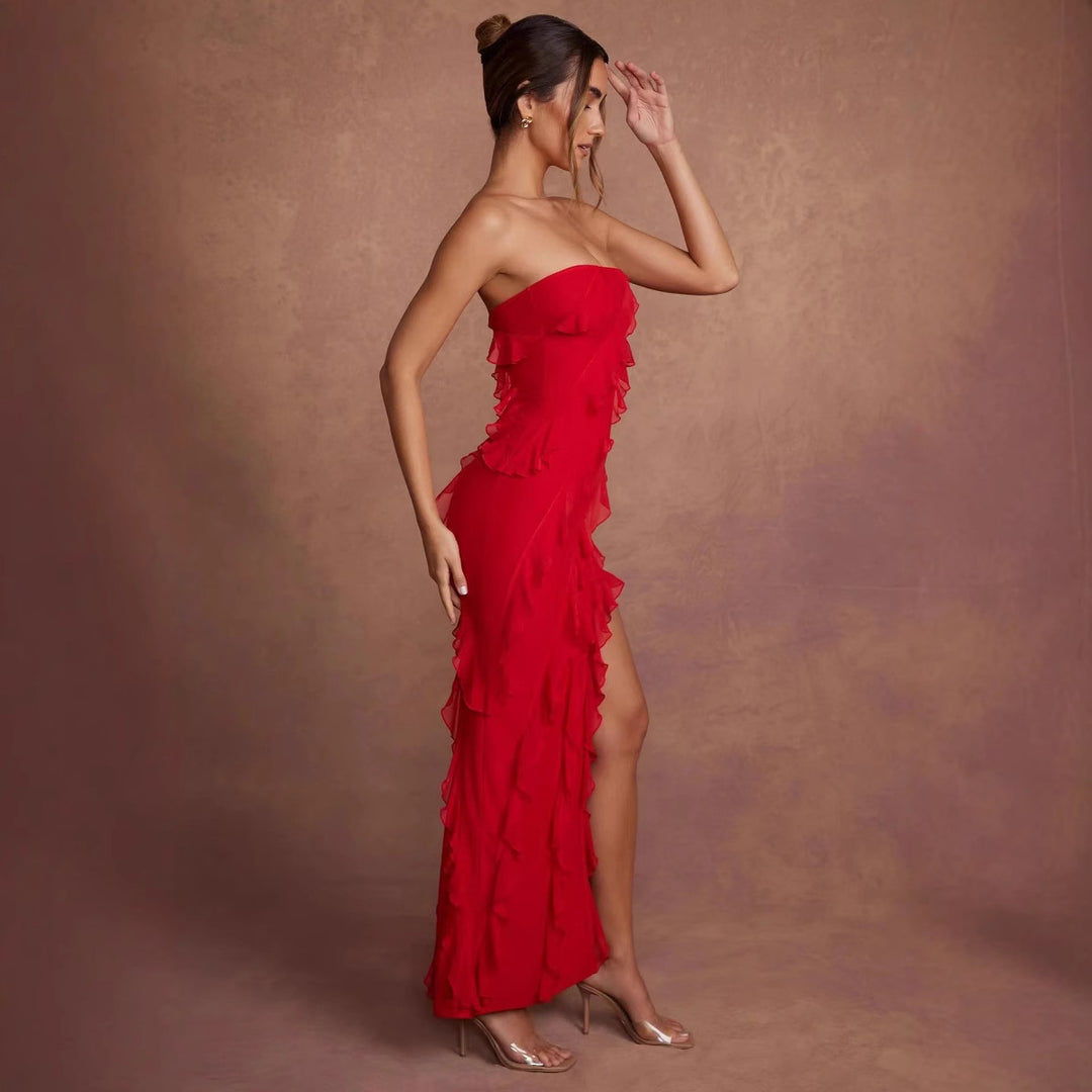 Damen Off-Shoulder Minikleid mit asymmetrischem Rüschensaum Echo Archiv