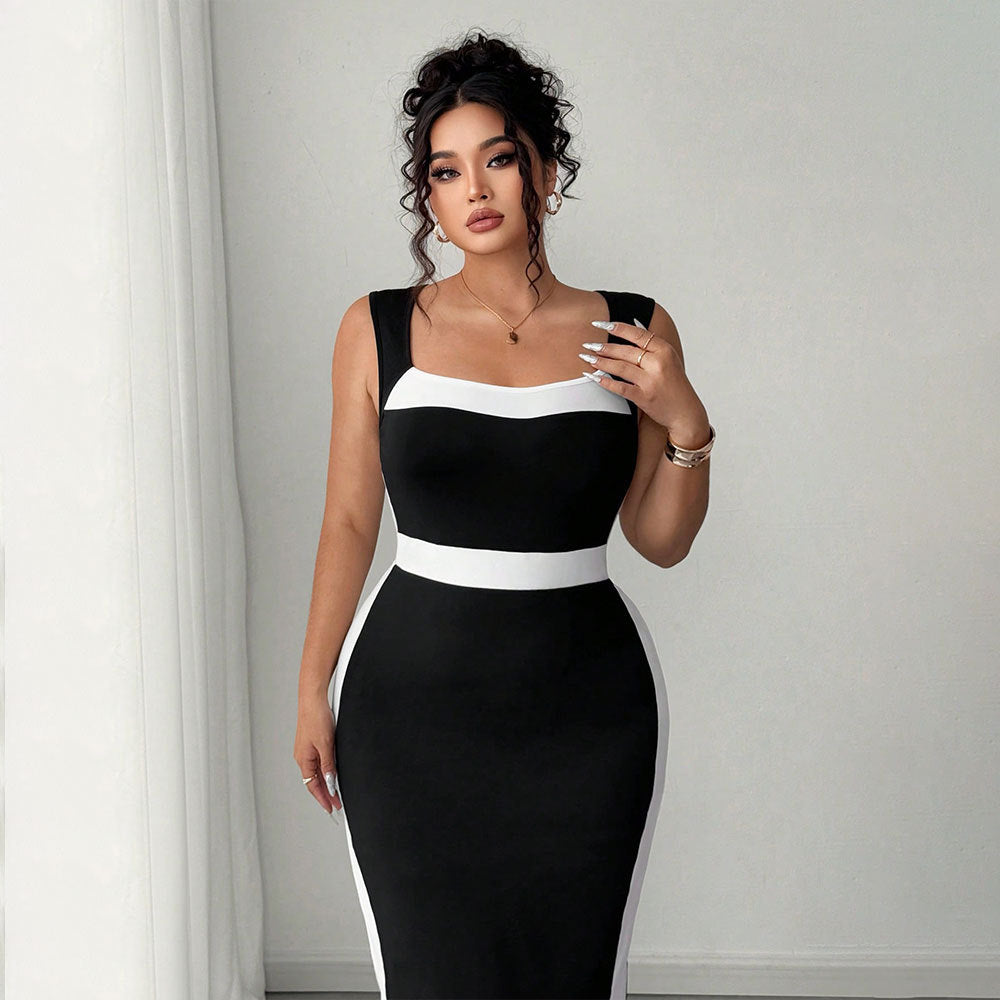 Damen figurbetontes Midi-Kleid mit Kontrastdetail und schmalem Schnitt Echo Archiv