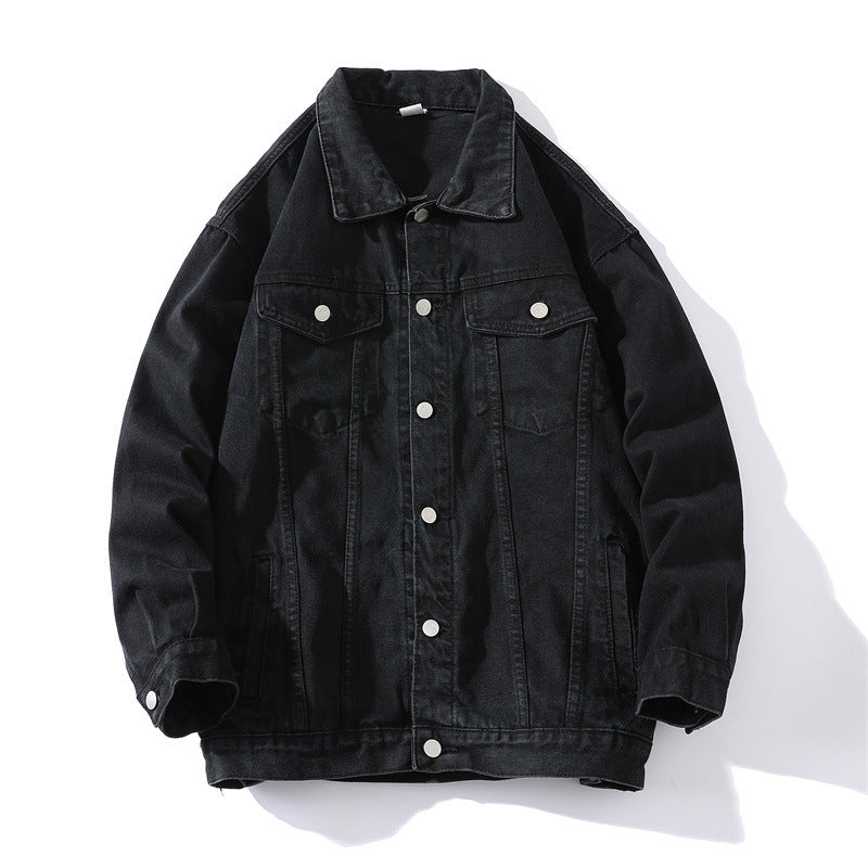 Unisex Oversize-Jeansjacke aus robustem Denim mit Druckknopfleiste Echo Archiv