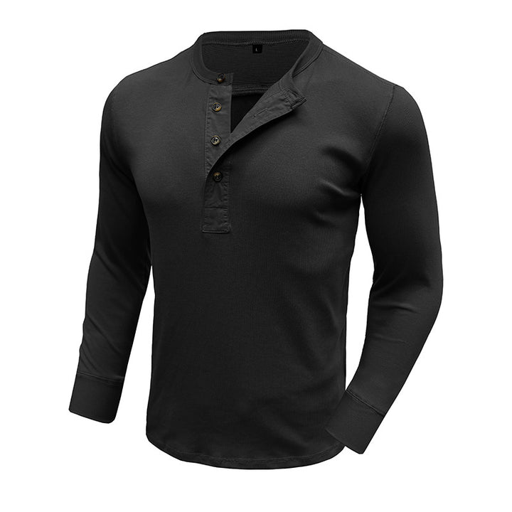 Herren Langarm-Henley-Shirt mit modischer Knopfleiste Echoarchiv