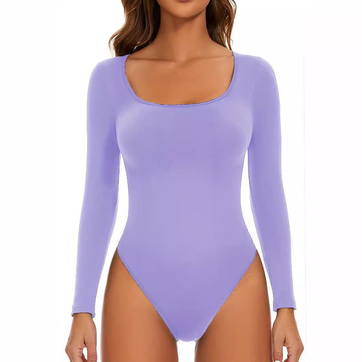 Damen Langarm Bodysuit mit tiefem Ausschnitt und figurformender Passform Echoarchiv
