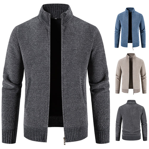 Herren modische Strickjacke mit hochgeschlossenem Kragen und Reißverschluss Echoarchiv