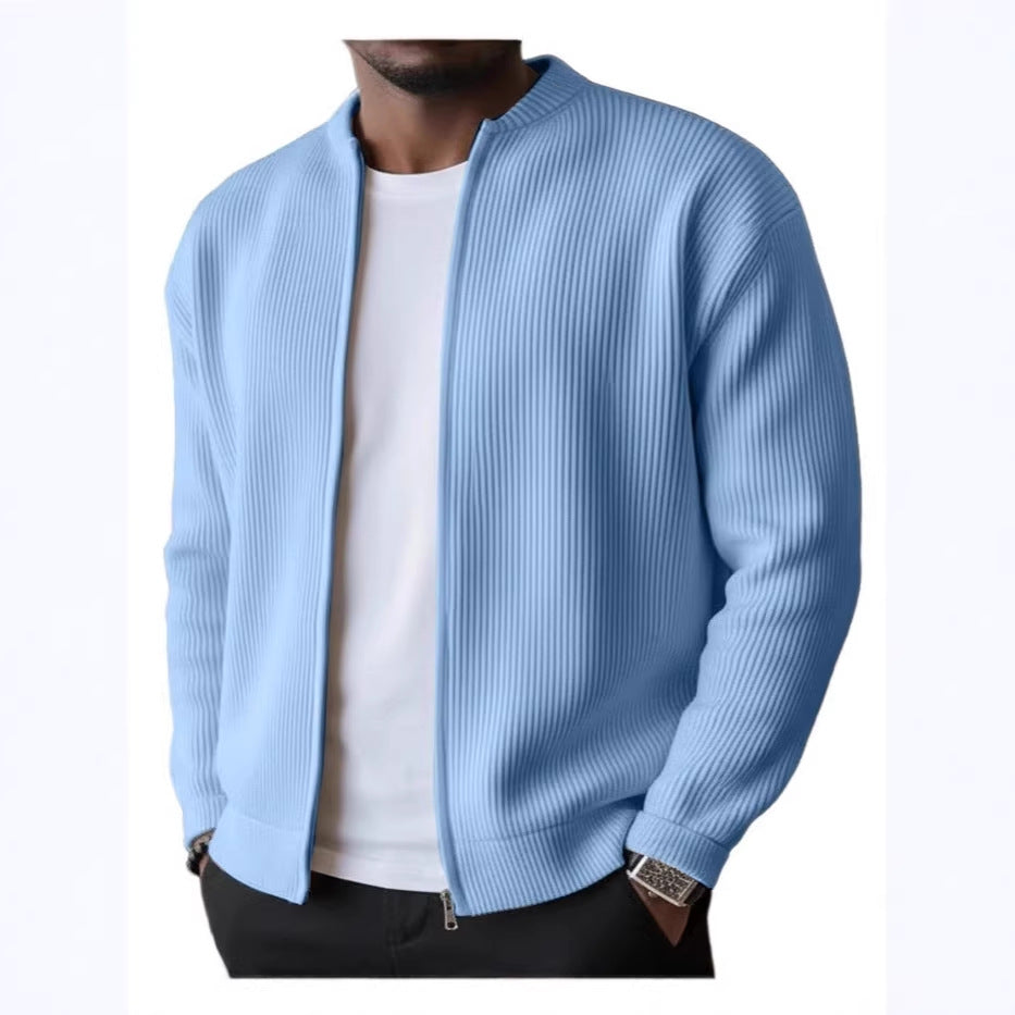 Herren Rippstrick Bomber Cardigan mit vollem Reißverschluss EB – Taviero