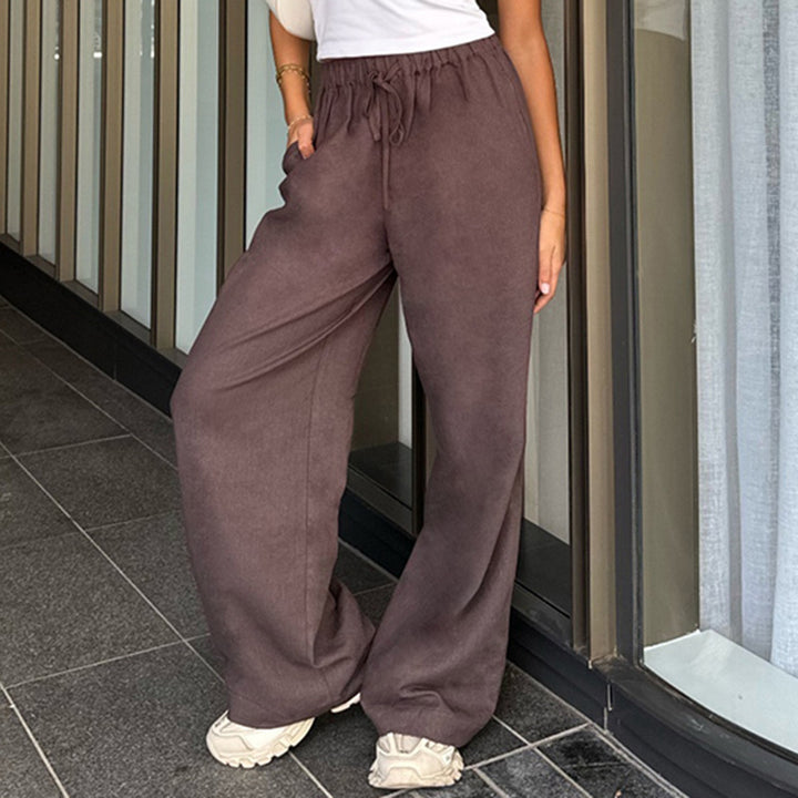 Damen Leichte Leinenhose mit weitem Bein, elastischem Bund und Tunnelzug Echo Archiv