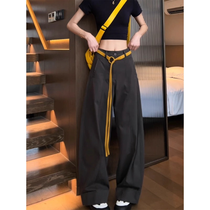 Damen Weite Baumwollhose mit Statement-Gürtel Echoarchiv