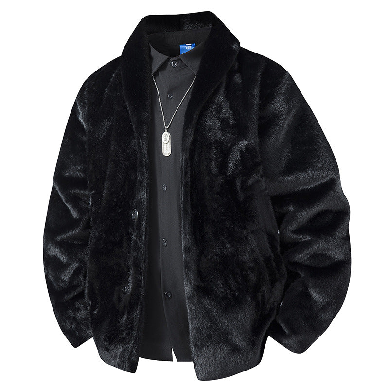 Herren Luxuriöse Kurzblazer‑Jacke aus Kunstfell mit Schalkragen Echo Archiv