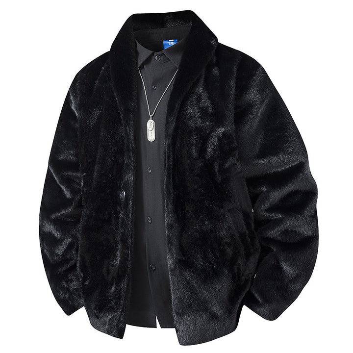 Herren Luxuriöse Kurzblazer‑Jacke aus Kunstfell mit Schalkragen Echo Archiv