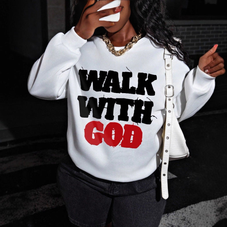 Damen nan Statement-Sweatshirt mit religiösem Typo-Print, oversized Schnitt, Rundhalsausschnitt und weichem Innenfutter Echo Archiv