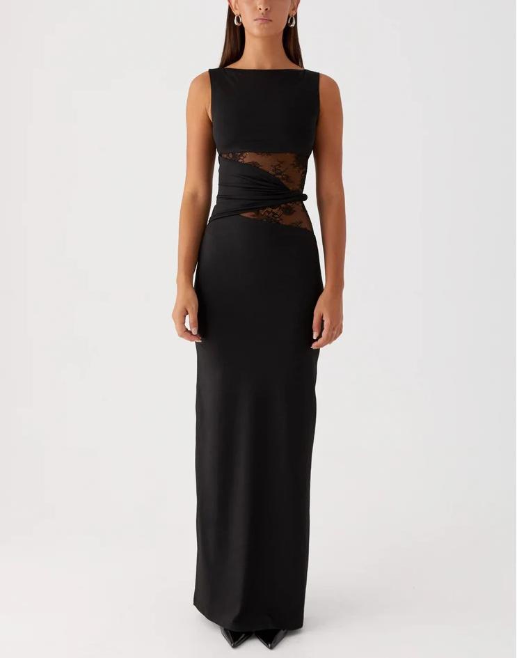 Damen Elegantes Maxikleid mit transparenter Spitze und figurbetontem Schnitt Echo Archiv