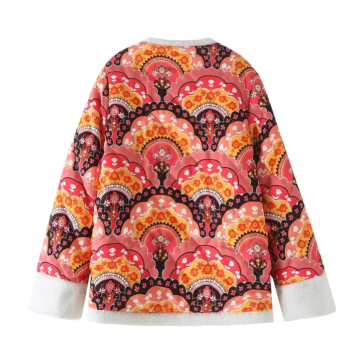 Damen nan gesteppte Kurzjacke mit Teddyfutter, Rundhals und Knopfverschluss Echo Archiv