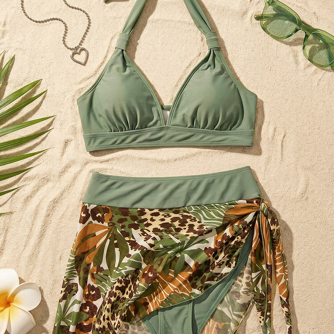 Damen Triangel-Bikini-Set mit Wickelrock und verstellbaren Trägern Echo Archiv