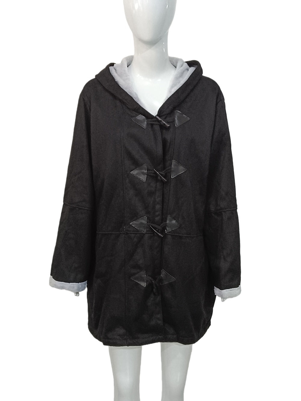 Damen Kapuzen-Dufflecoat mit Kunstfellbesatz und KnEchoarchivelverschlüssen Echoarchiv