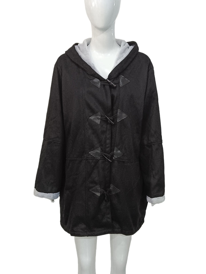 Damen Kapuzen-Dufflecoat mit Kunstfellbesatz und KnEchoarchivelverschlüssen Echoarchiv