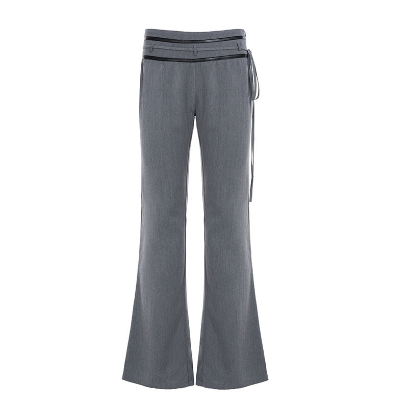 Damen nan taillierte Highwaist Schlaghose mit Zierband, Gürtelschlaufen und ausgestelltem Bein Echo Archiv
