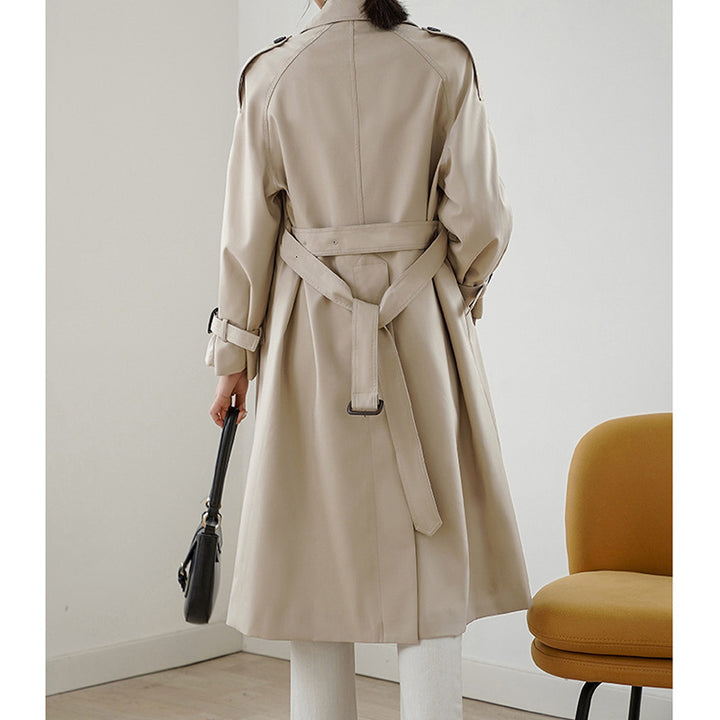 Damen Eleganter Trenchcoat mit doppelter Knopfleiste und praktischem Taillengürtel Echoarchiv