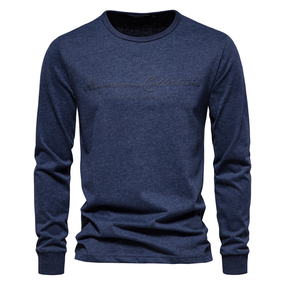 Herren nan minimalistisches Rundhals-Sweatshirt aus Baumwollmischung mit gerippten Bündchen Echo Archiv