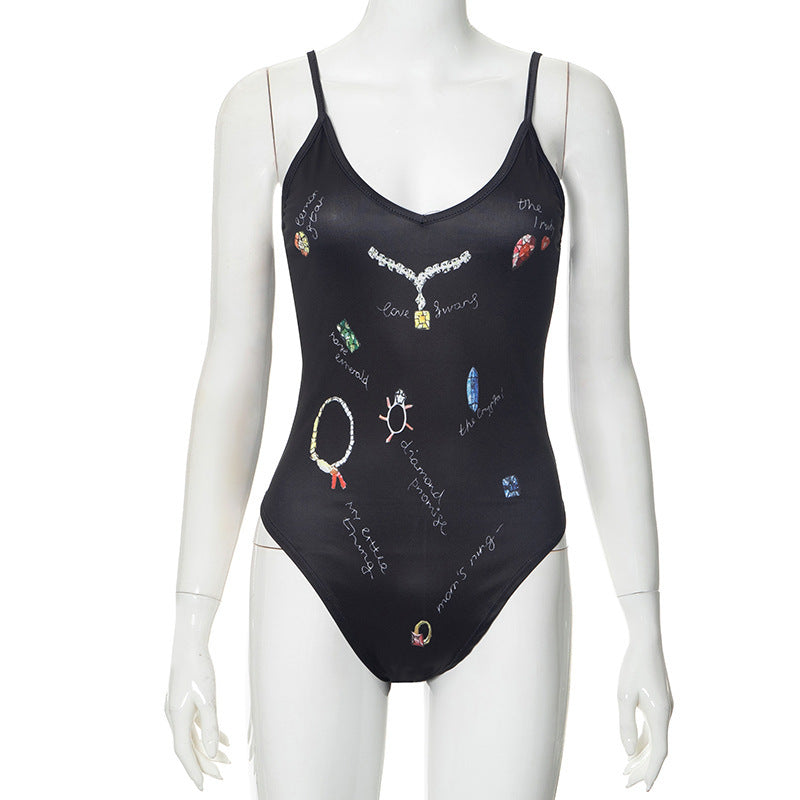 Damen Einteiler Badeanzug mit kreativen Schmuck-Prints Echo Archiv