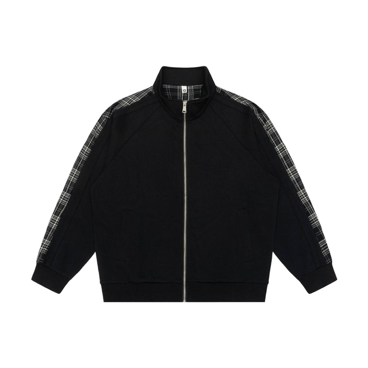 Damen Sweatjacke mit Stehkragen und kariertem Schulterstreifen Echoarchiv