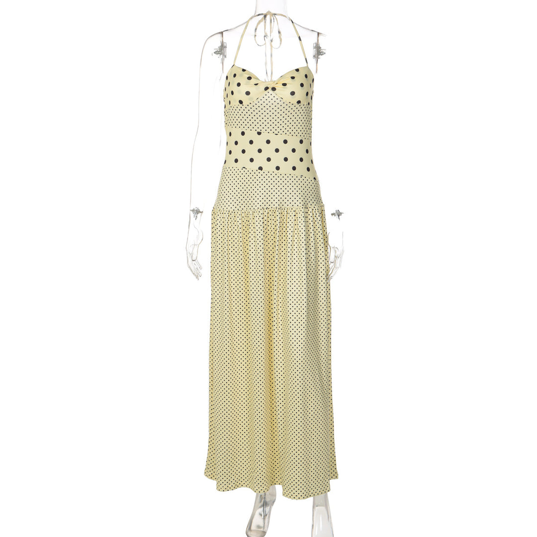 Damen Maxikleid mit verspielten Polka-Dots und schickem Halterdesign Echo Archiv