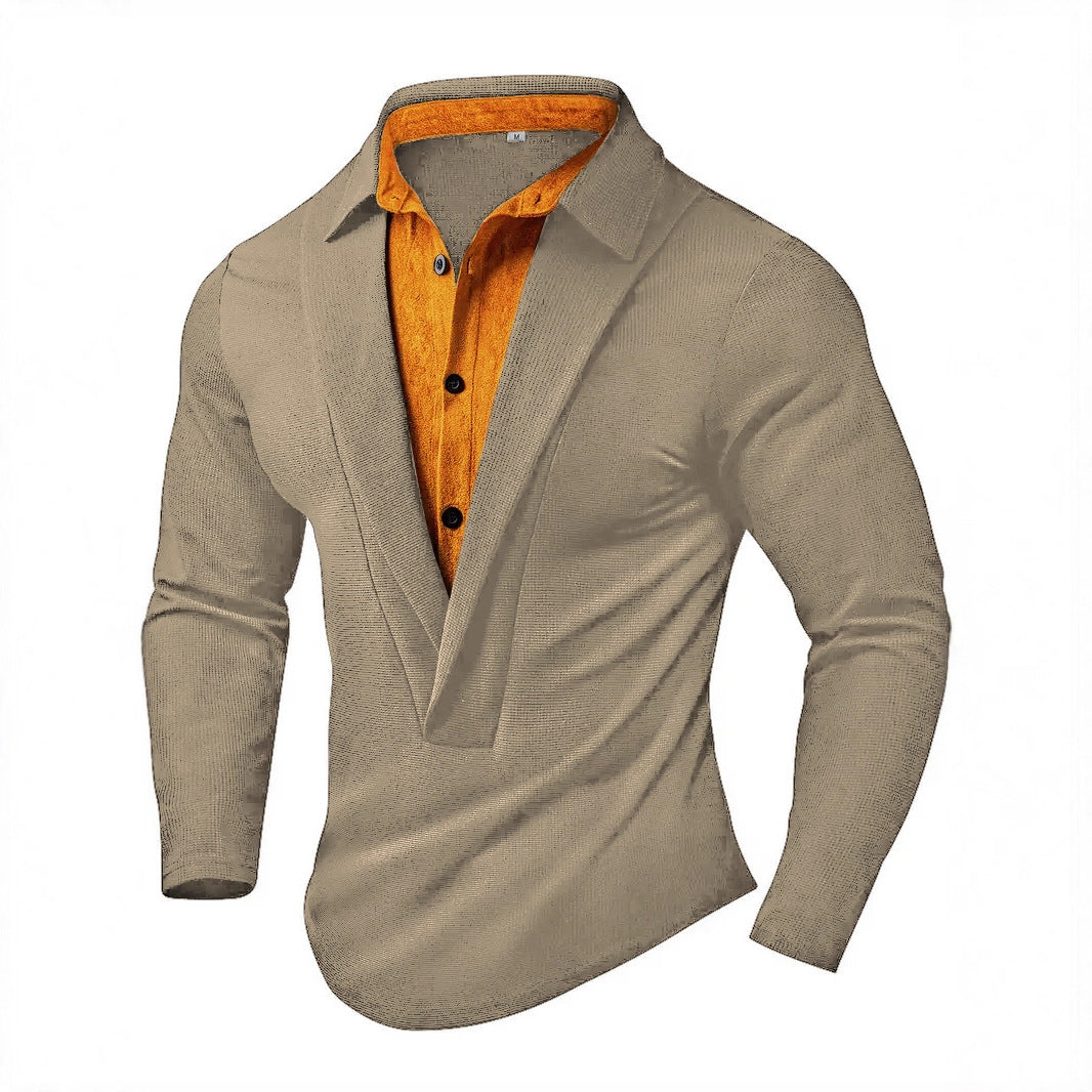 Herren Elegantes Langarmhemd mit modernem Kragen und texturiertem Design Echoarchiv