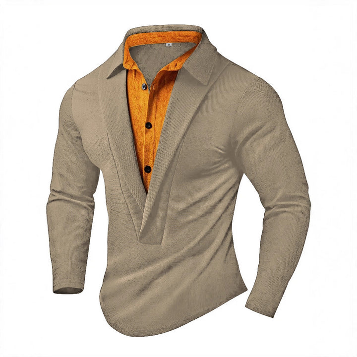 Herren Elegantes Langarmhemd mit modernem Kragen und texturiertem Design Echoarchiv