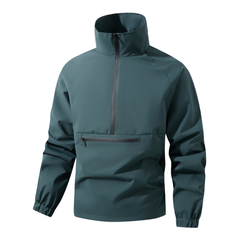 Herren Leichter wasserabweisender Anorak mit Halbzip, hohem Stehkragen & Front-Reißverschlusstasche Echoarchiv