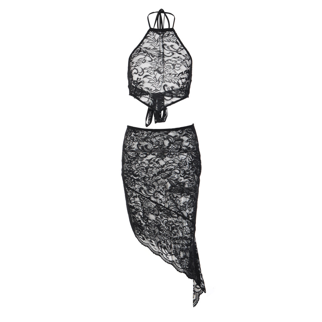 Damen Spitzenkleid mit asymmetrischem Saum und Halterdesign Echo Archiv
