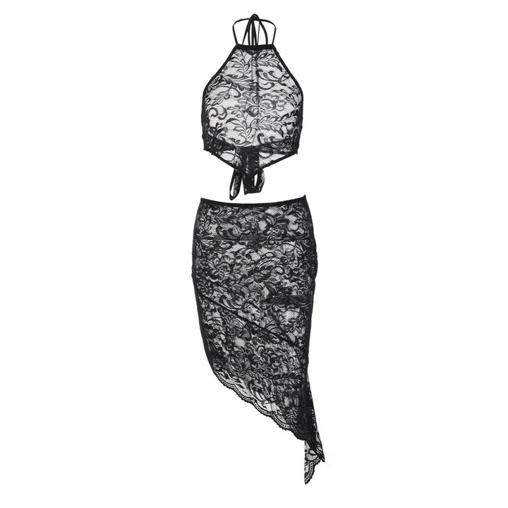 Damen Spitzenkleid mit asymmetrischem Saum und Halterdesign Echo Archiv