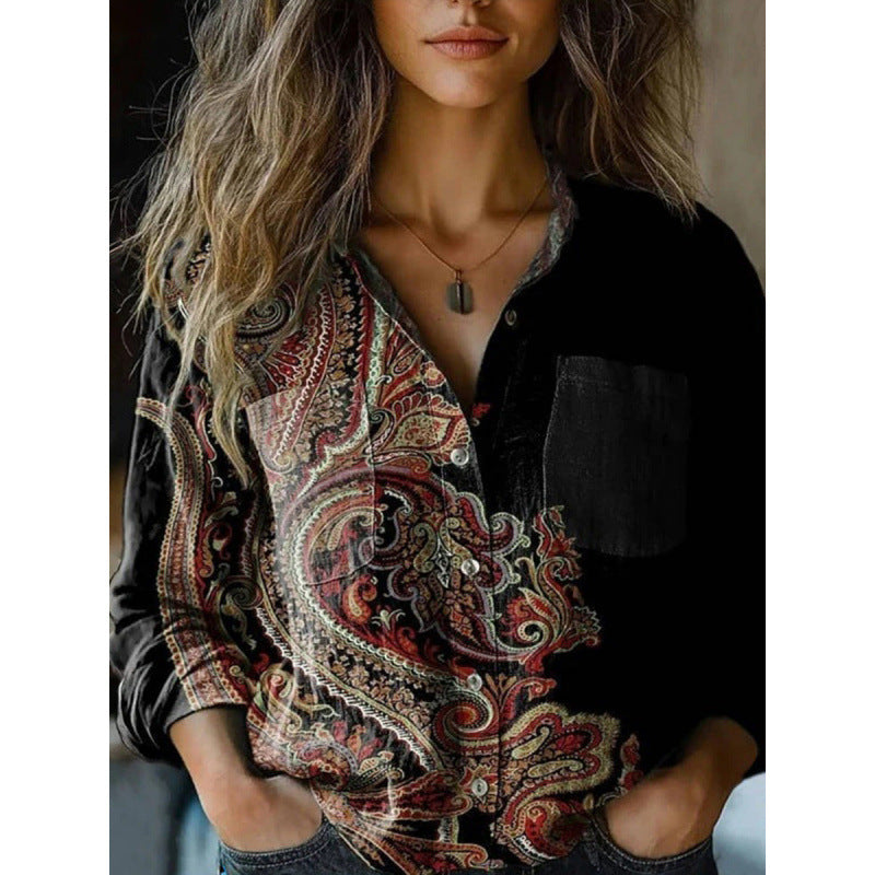 Damen Modische Bluse mit Paisleymuster Echoarchiv
