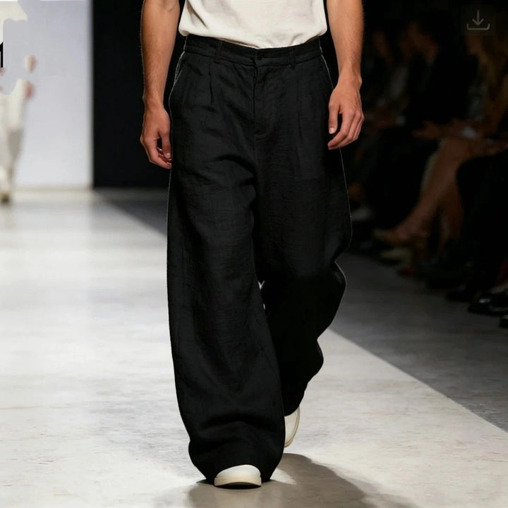 Herren Bequeme und lässige Leinen-Relaxed Fit Hose Echo Archiv