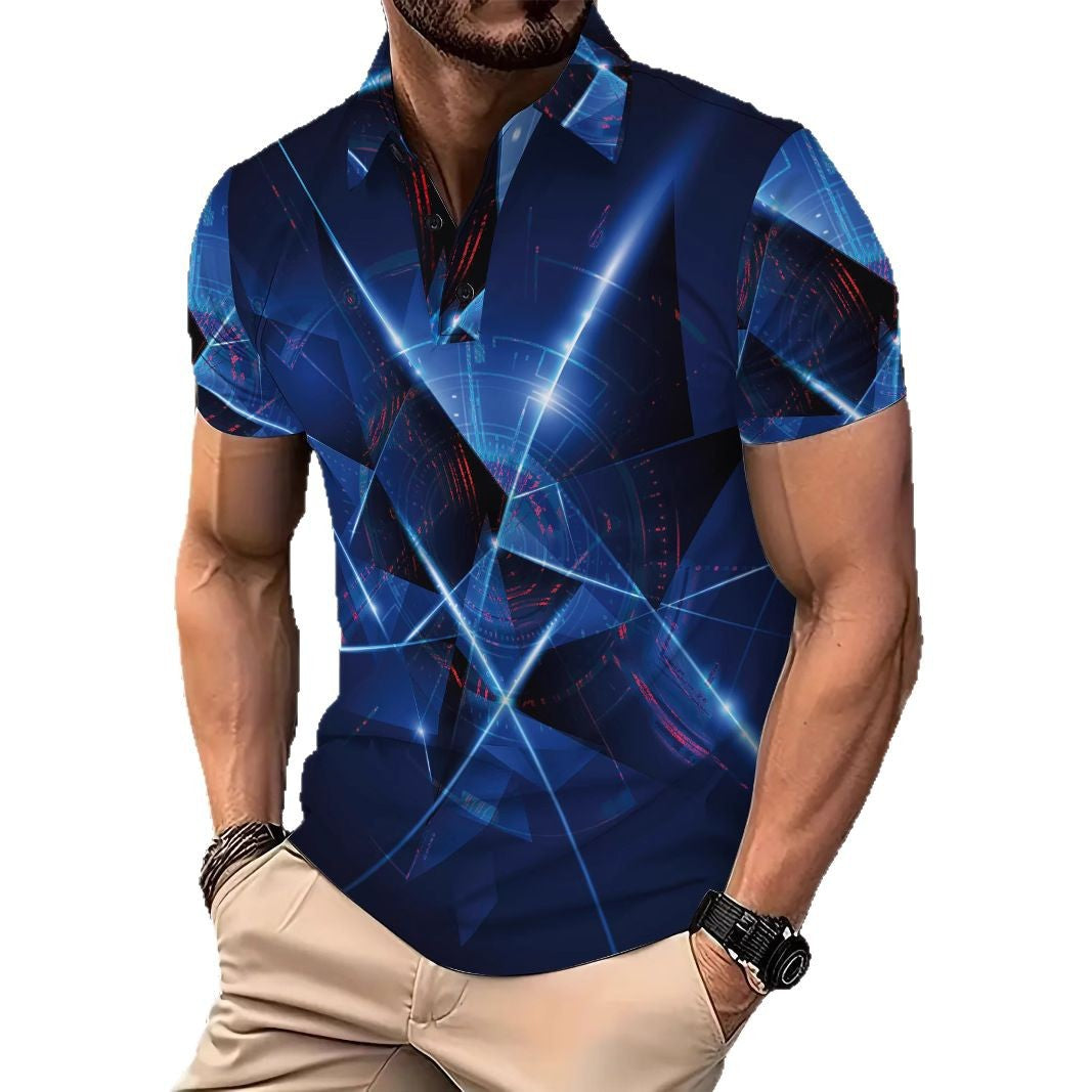 Herren Poloshirt mit modernem 3D-Grafikdesign Echoarchiv