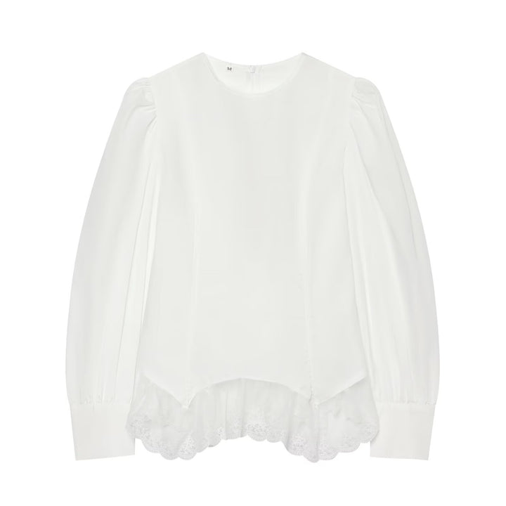 Damen Romantische Bluse mit Puffärmeln und Spitzenbesatz Echo Archiv