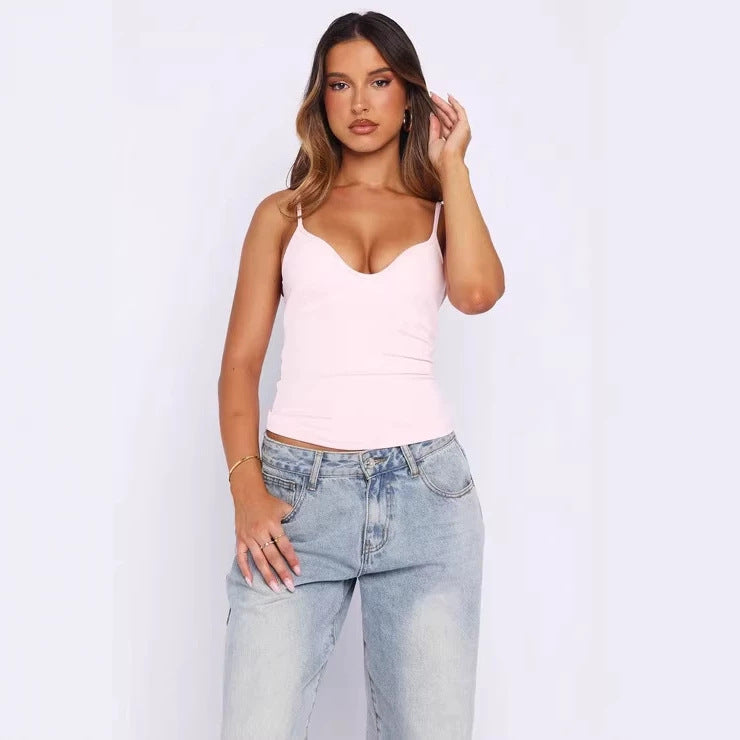Damen Figurnahes Tanktop mit tiefem V-Ausschnitt und breiten Trägern Echo Archiv