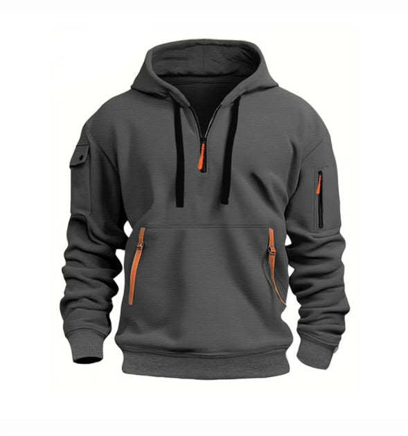 Herren funktionaler Kapuzenpullover mit innovativem Reißverschluss und praktischen Taschen Echoarchiv