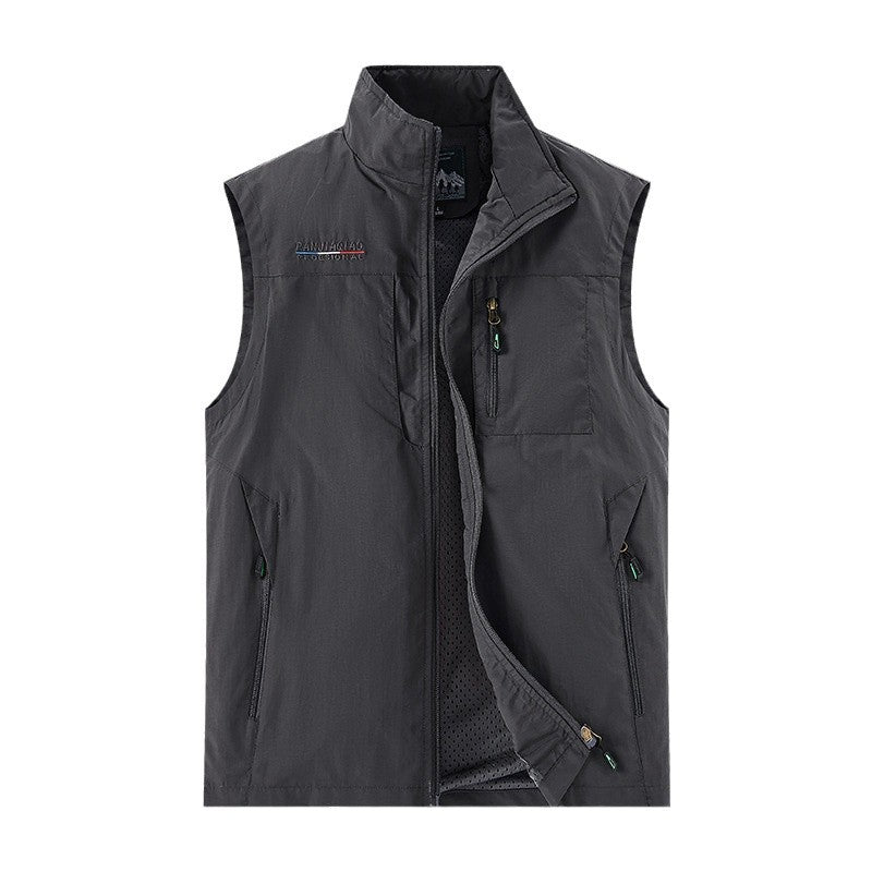 Herren Technische Outdoor-Weste mit atmungsaktivem Mesh-Futter, Reißverschlusstaschen & Stehkragen Echo Archiv