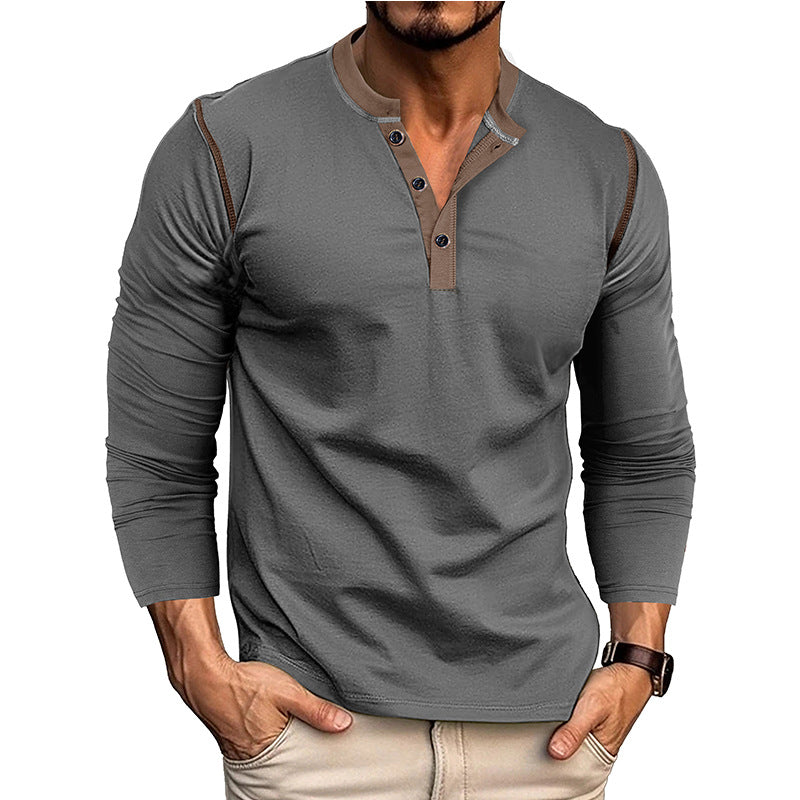 Herren Langarm-Hemd mit modischem Henley-Ausschnitt Echoarchiv