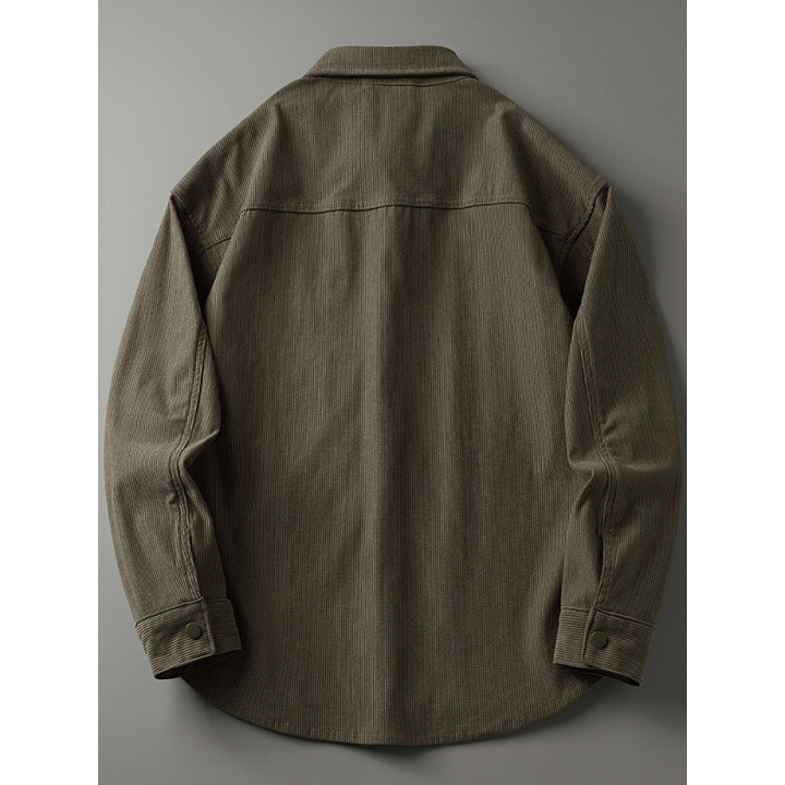 Herren Cord-Overshirt im Worker-Look mit Druckknopfleiste und aufgesetzter Brusttasche Echoarchiv