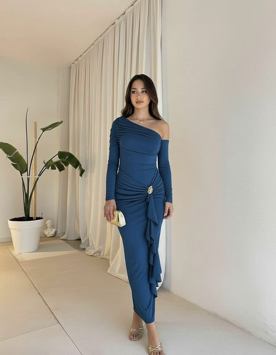 Damen elegantes Wickelkleid mit asymmetrischem Design und raffinierten Drapierungen Echo Archiv