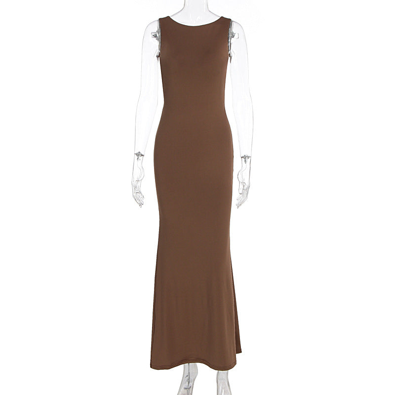 Damen körperbetontes Maxikleid mit schönem U-Boot-Ausschnitt und bequemen Tragekomfort Echo Archiv