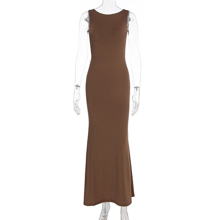 Damen körperbetontes Maxikleid mit schönem U-Boot-Ausschnitt und bequemen Tragekomfort Echo Archiv