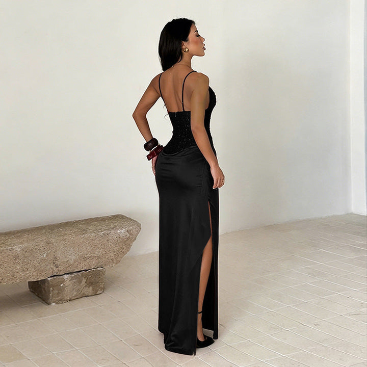 Damen Abendkleid mit raffinierten Rüschendetails und hohem Schlitz Echoarchiv