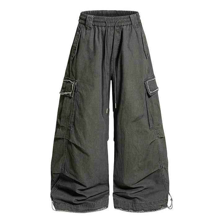 Damen Weite Cargo-Hose mit elastischem Bund, Cargo-Taschen und verstellbarem Saum Echoarchiv