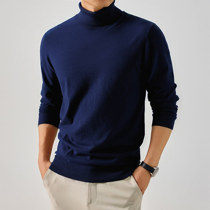 Herren Eleganter Rollkragenpullover aus feiner Wolle Echoarchiv