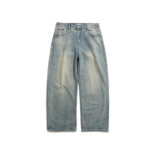 Herren Weite Cropped-Baggy-Jeans mit hohem Bund und Vintage-Waschung Echo Archiv