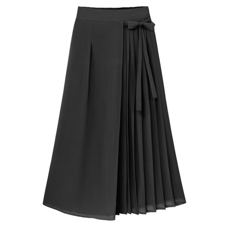 Damen nan asymmetrischer Wickel-Midirock mit teilplissee und Bindeschleife Echo Archiv