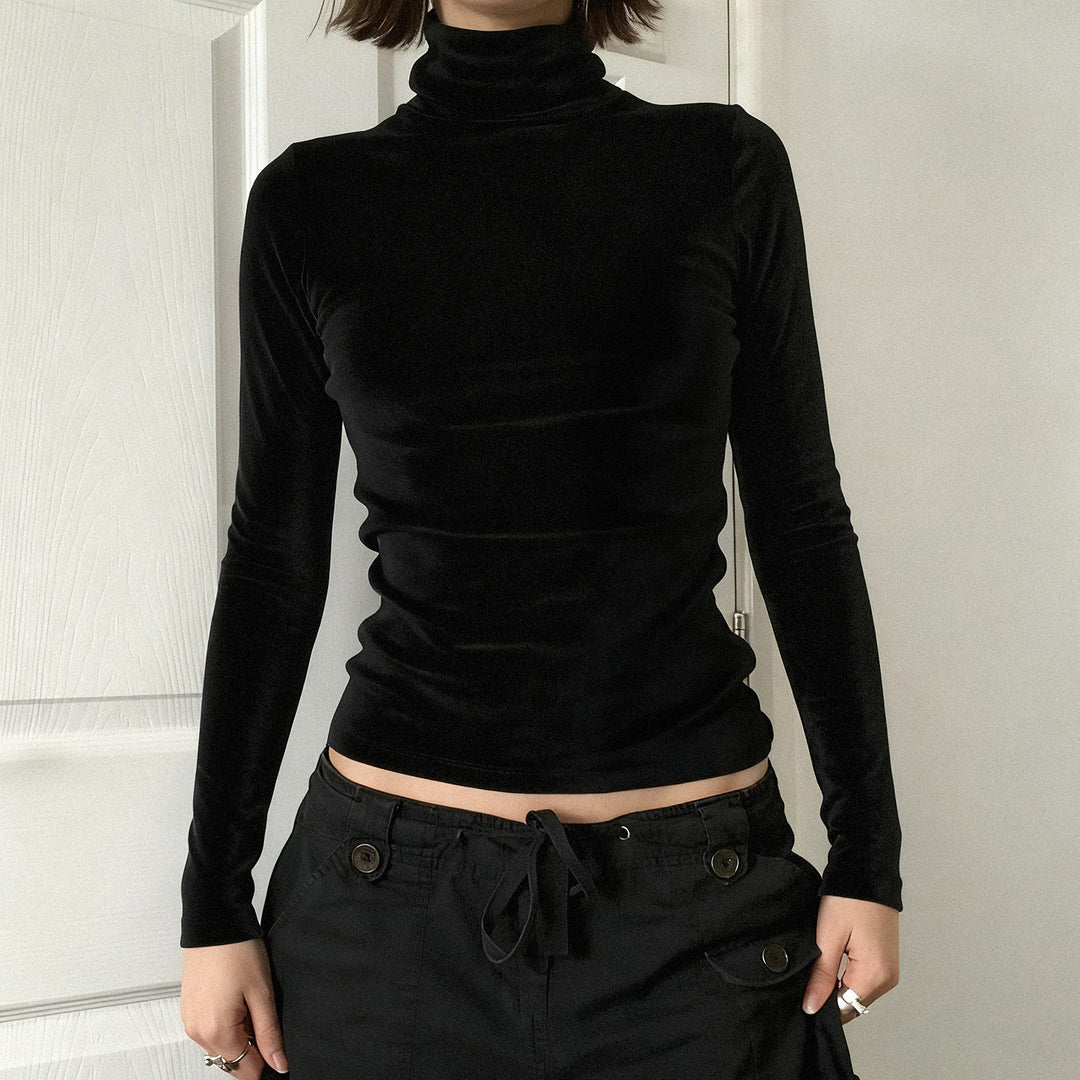 Damen Figurnahes Langarm-Rollkragen-Shirt aus Stretch-Jersey Echo Archiv